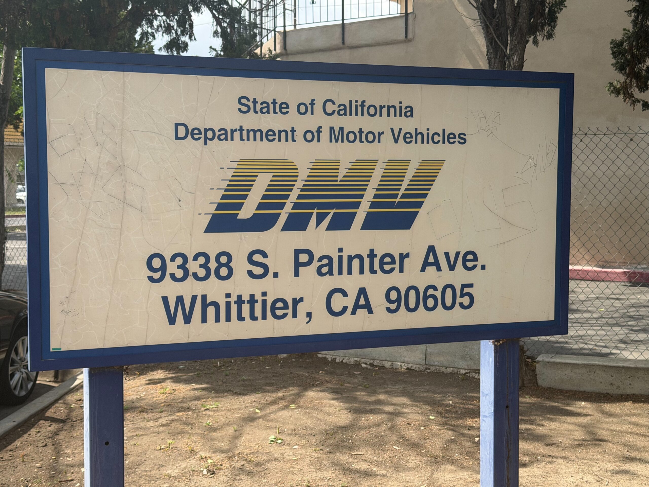 Image of a DMV sign took it by go car buyer we purchased all types of vehicles regardless if you lost the title